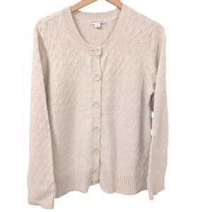 Pendleton Womens XL Beige Knit Button Front Cardigan Sweater 100% Cotton
